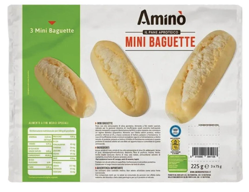 Amino' Mini Baguette Pane Aproteico 3 Pezzi Da 50 G