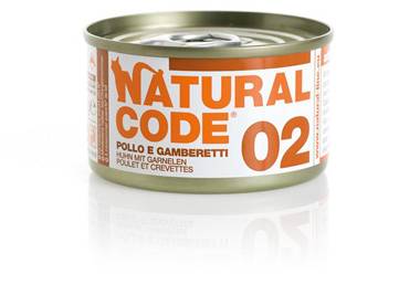 Natural Code Alimento per Gatti 02 Pollo e Gamberetti 85 g