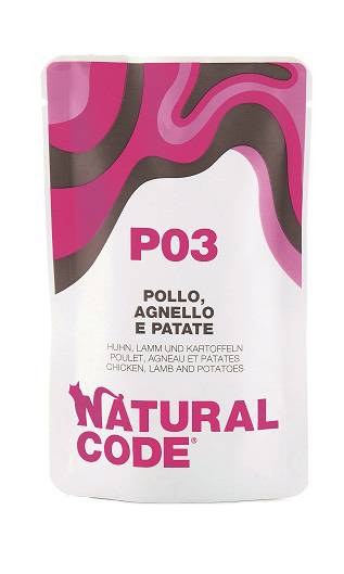 Natural Code Alimento per Gatti Adulti BS P3 Pollo Agnello e Patate Verdure 70 g