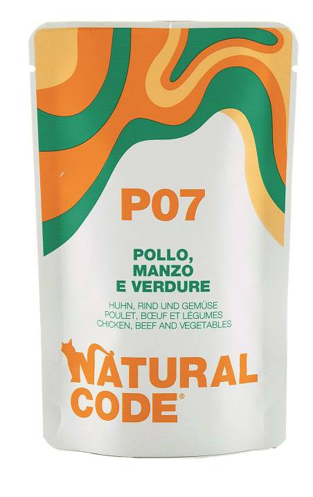 Natural Code Alimento per Gatti Adulti BS P7 Pollo Manzo e Verdure 70 g