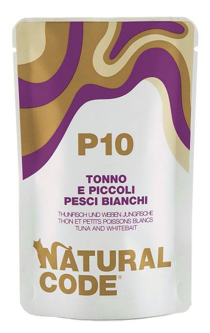 Natural Code Alimento per Gatti Adulti BS P10 Tonno e Piccoli Pesci Bianchi 70 g