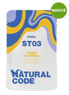 Natural Code Alimento per Gatti Adulti Sterilizzati Tonno e Quinoa 70 g