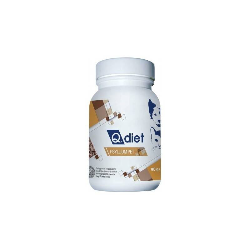 Q Vet Q Diet Psyllium Polvere Integratore per Cani e Gatti 90 grammi