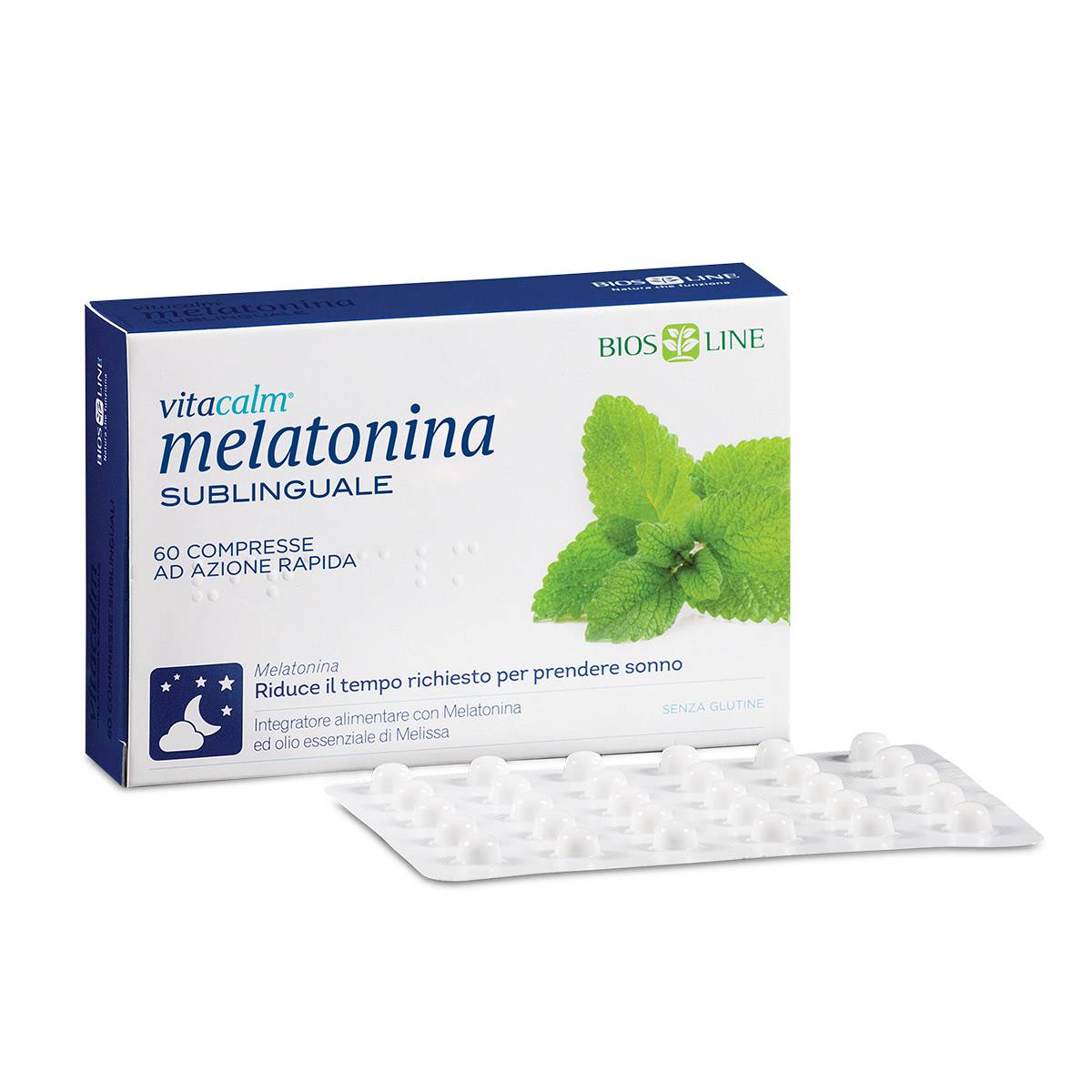 Bios Line Vitacalm Melatonina Sublinguale Integratore per il Sonno 60 compresse