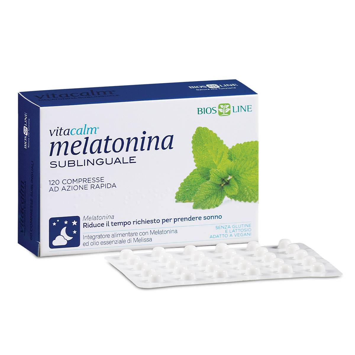 Bios Line VitaCalm Melatonina Sublinguale 1 mg Integratore per il Sonno 120 compresse