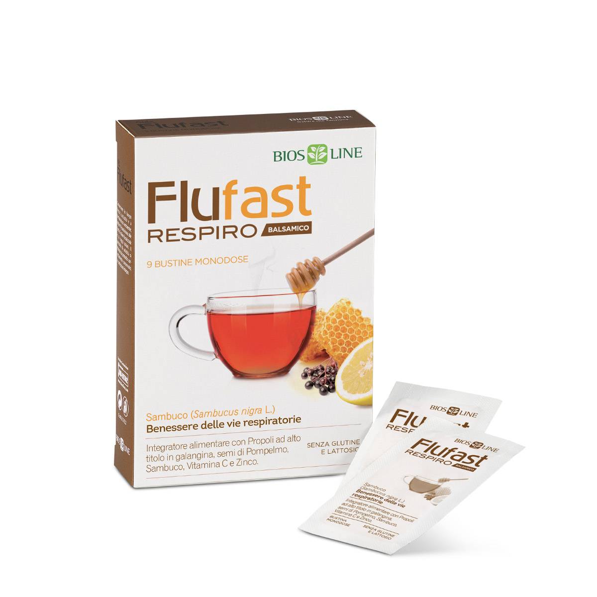 Bios Line Flu Fast Respiro Contro Raffreddamento Gusto Balsamico 9 bustine