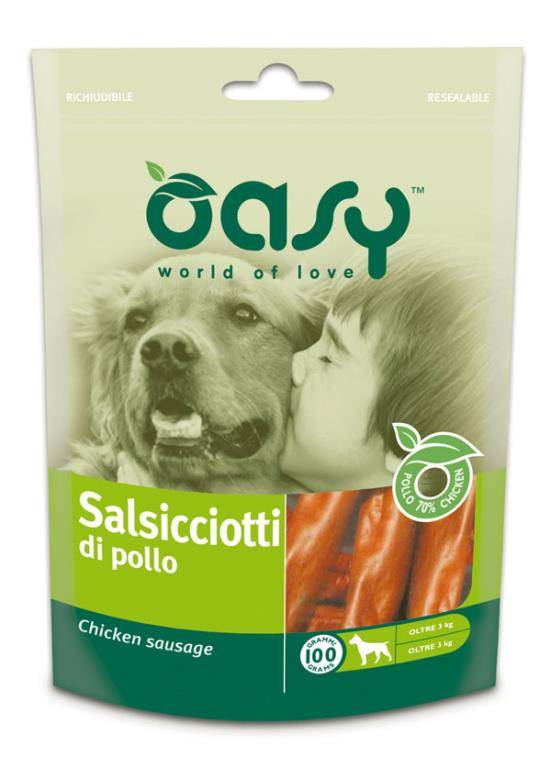 Oasy Snack Salsicciotti di pollo per cani 100 G