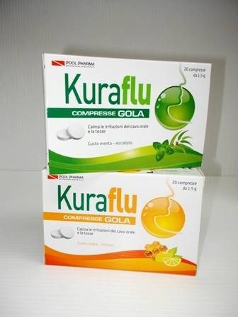 Pool Pharma Kuraflu Gola Integratore per la Gola - Gusto: Miele ed Eucalipto