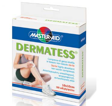 Master Aid Dermatess Compresse di Garza Idrofila TNT 12 pezzi 36x40 cm - Misura: 10x 10 cm (100 pezzi)