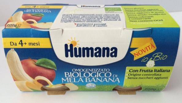Humana Omogeneizzato Biologico Gusto Mela e banana 2 x 100 g