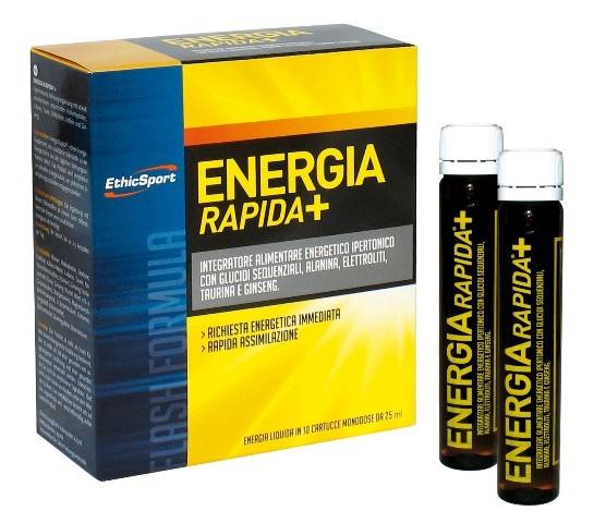 EthicSport Energia Rapida + Integratore Energetico per Sportivi 10 flaconcini x 25 ml