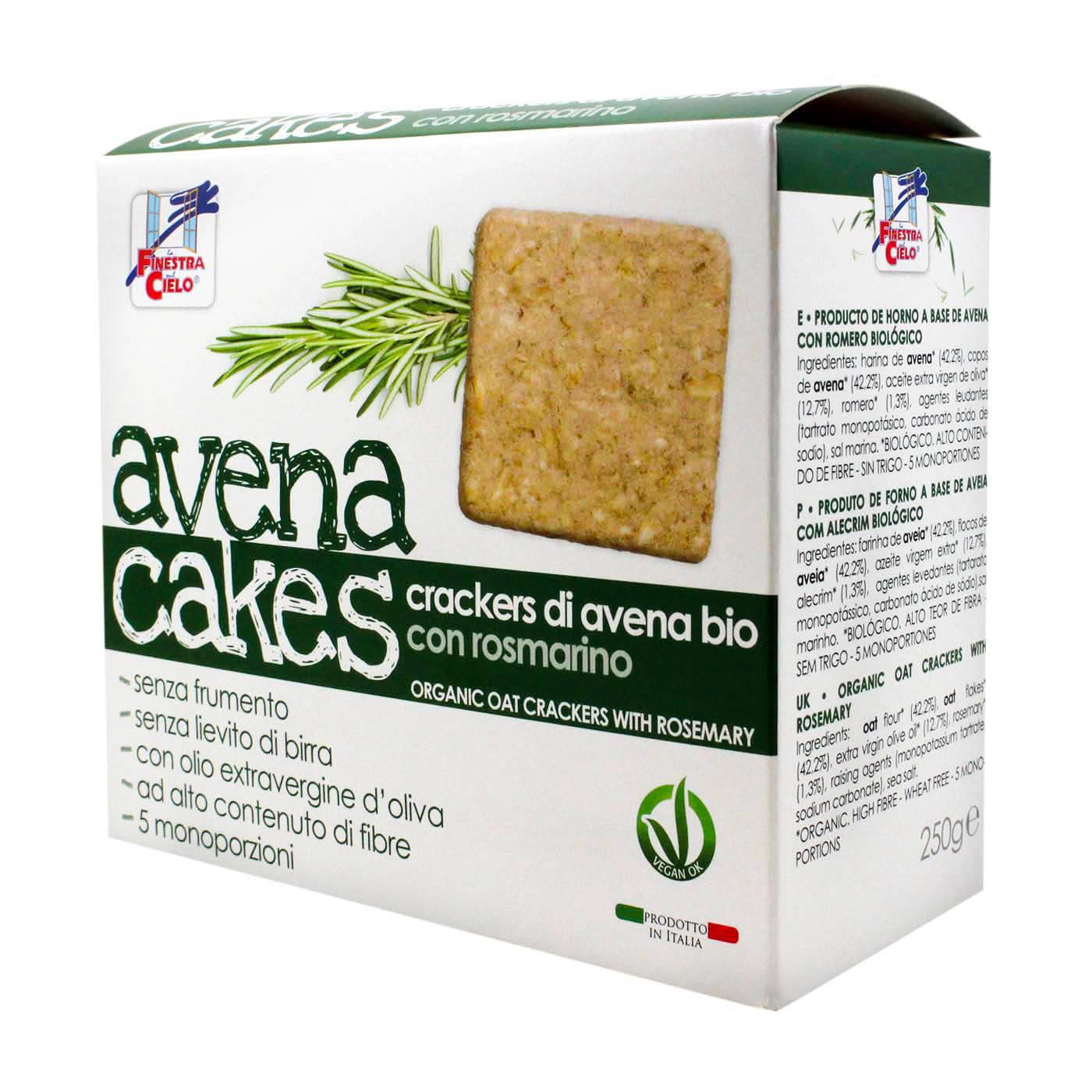 La Finestra sul Cielo Avenacakes Crackers Biologici Avena e Rosmarino