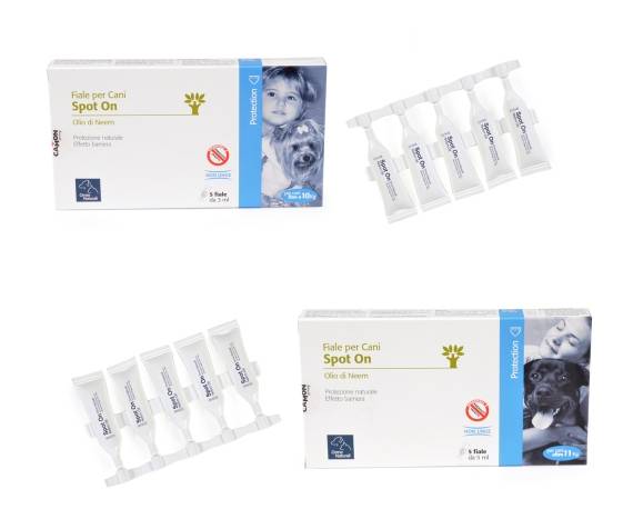 Camon Protection Fiale Spot - On per Cani Olio di Neem 0 - 10 kg 5 fiale x 3 ml
