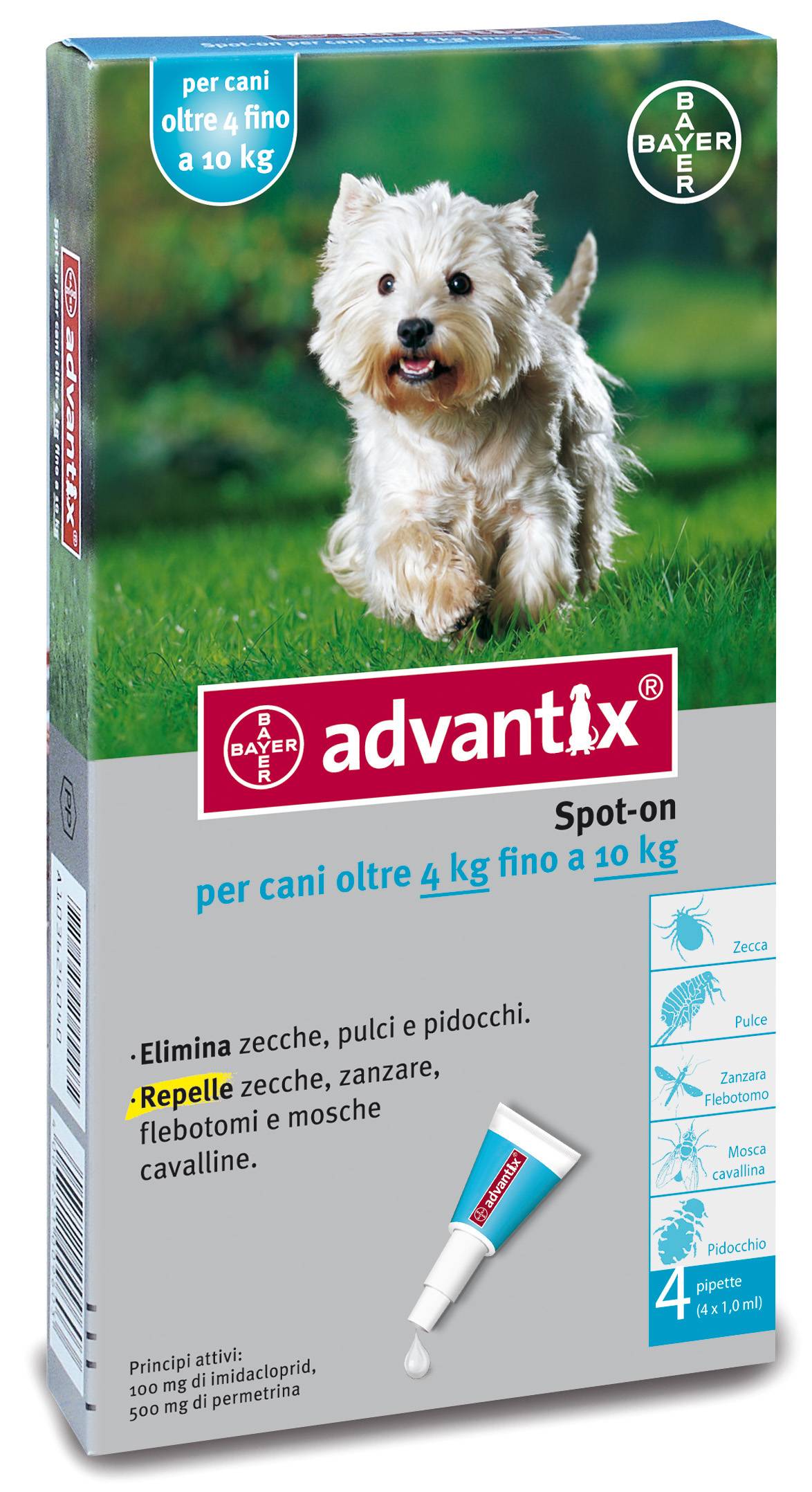 Bayer Advantix Antiparassitario Spot - On per Cani 4 - 10 kg