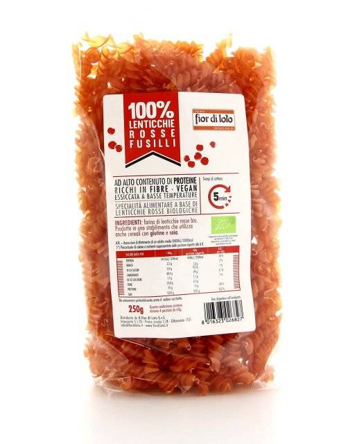 Fior di Loto Fusilli di Lenticchie Rosse Biologici 250 g
