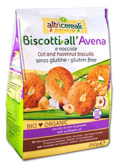 Probios Altri Cereali Biscotti all'Avena e Nocciole Biologiche e Senza Glutine