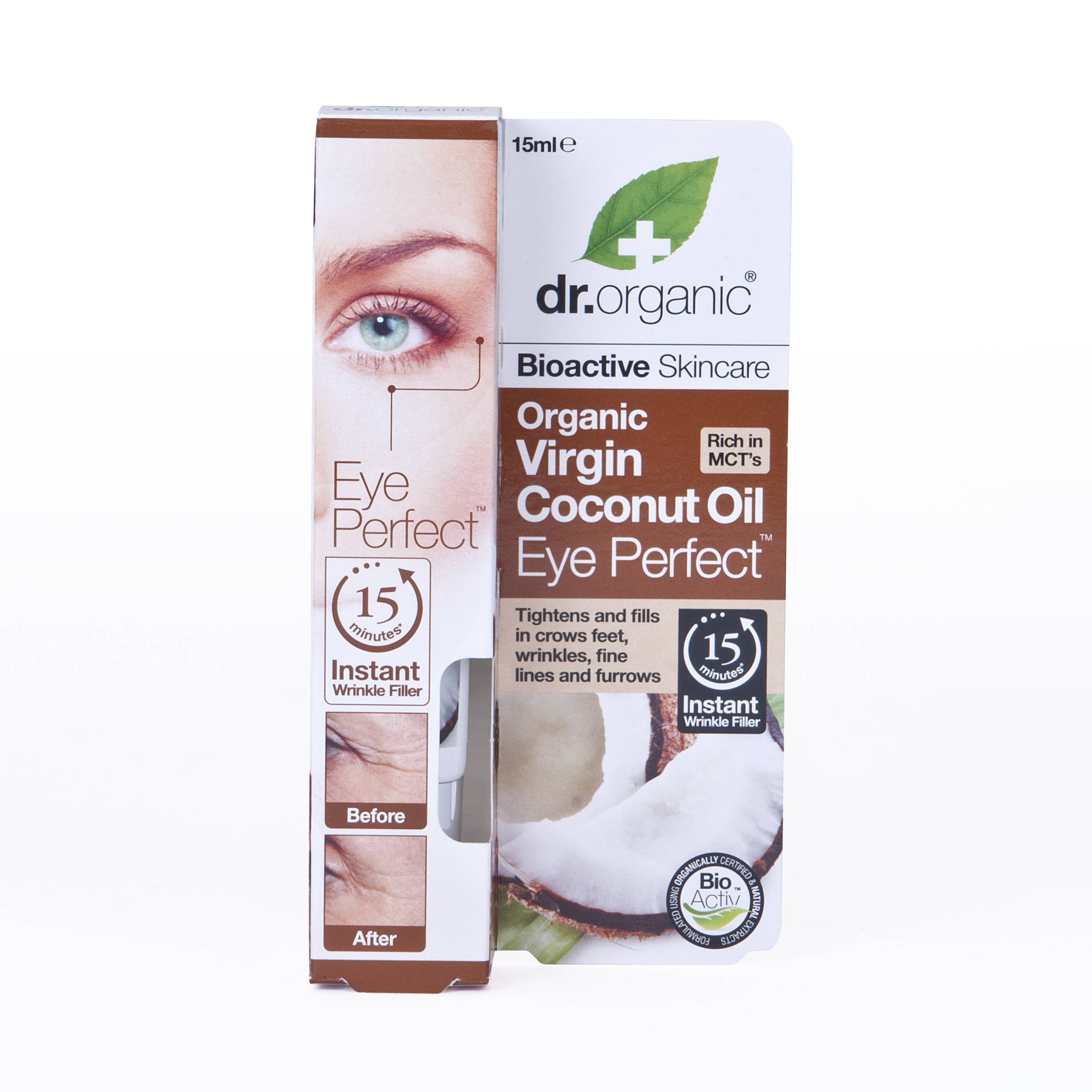 Dr Organic Virgin Coconut Oil Eye Perfect Siero idratante per Contorno Occhi all'Olio di Cocco 15 ml