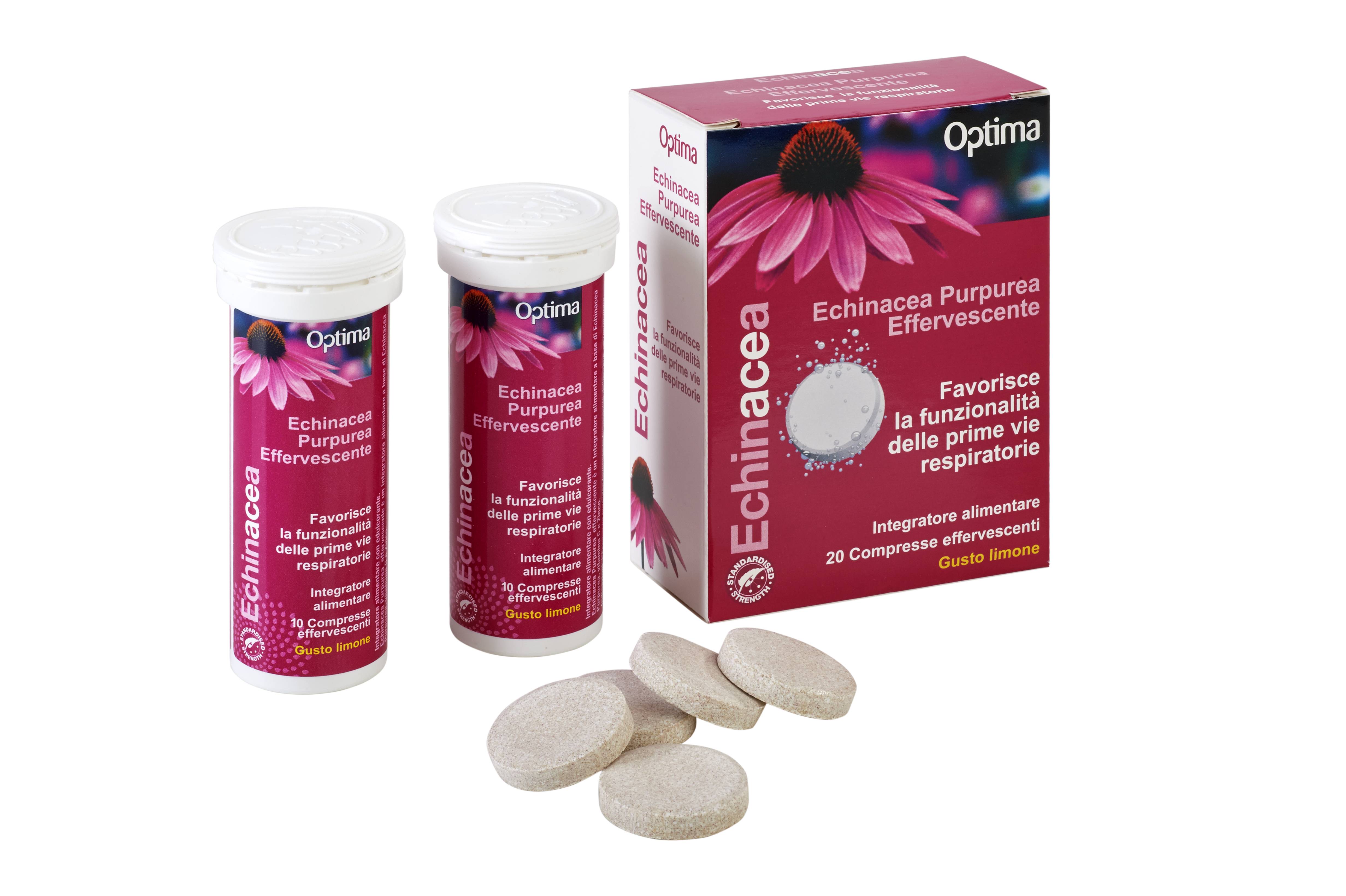 Optima Naturals Echinacea Purpurea Effervescente Integratore per le Vie Respiratorie 20 compresse