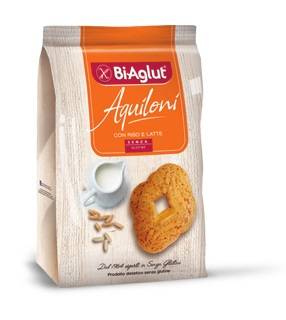BiAglut Aquiloni Biscotti con Riso e Latte Senza Glutine