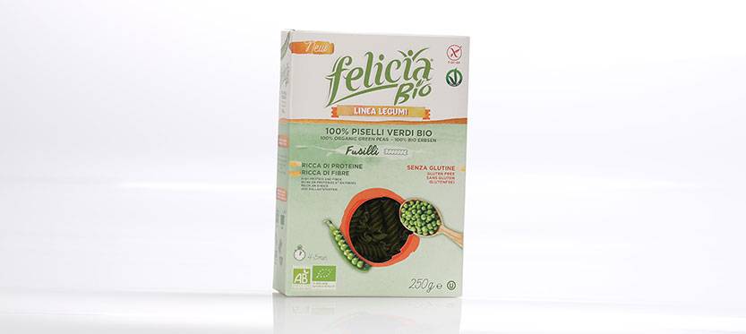 Felicia Bio Linea Legumi Fusilli di Piselli Pasta Bio Senza Glutine Ricca di Fibre e Proteine