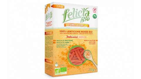 Felicia Bio Linea Legumi Sedanini di Lenticchie Rosse Pasta Bio Senza Glutine Ricca di Fibre e Proteine