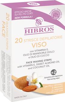 Hibros Strisce Depilatorie Viso Pelli Sensibili Olio di Mandorle e Olio di Cocco