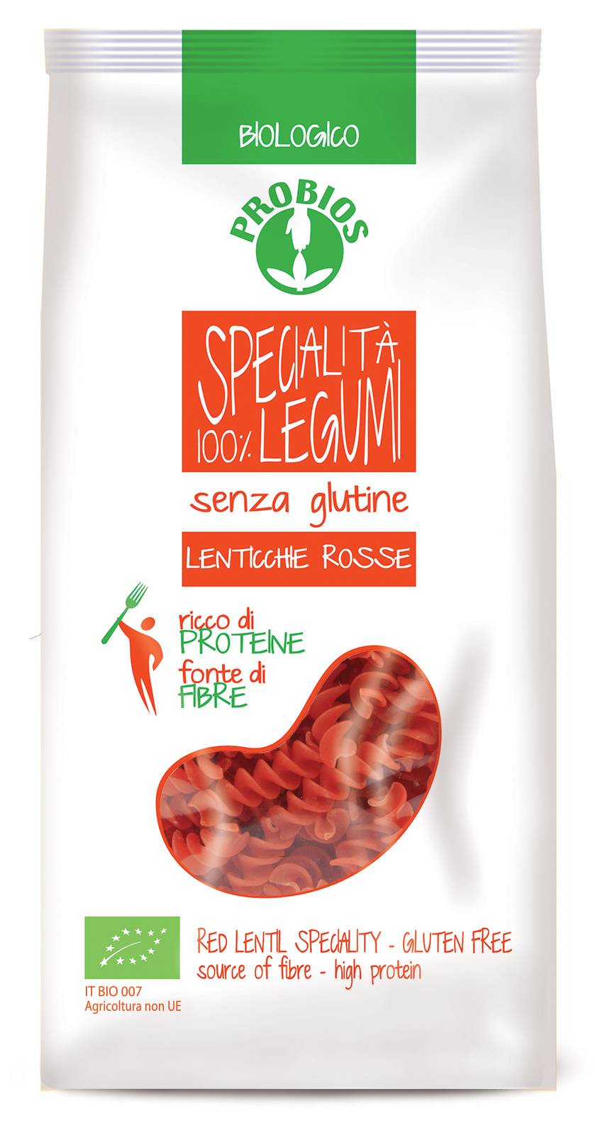 Probios Fusilli 100% Lenticchie Rosse Biologici e Senza Glutine