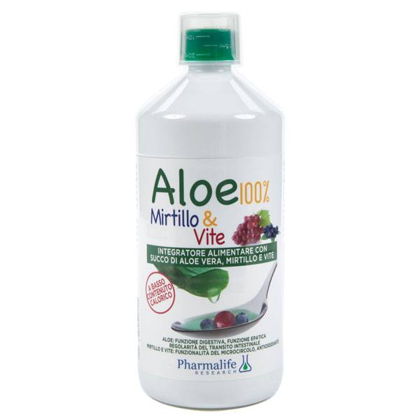 Pharmalife Research Aloe Vera 100% Mirtillo e Vite Succo concentrato depurante 1000 ml