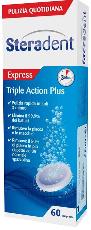 Reckitt Benckiser Steradent Triple Action Plus Pulizia della dentiera 60 compresse - Compresse: 60