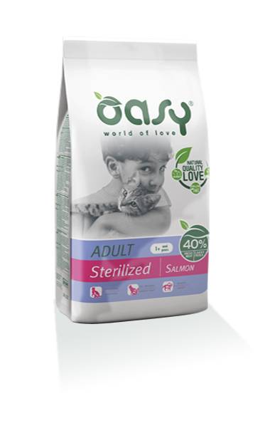 Oasy Adult Sterilized Salmon Salmone Cibo secco per gatti sterilizzati - Formato: 1,5 kg