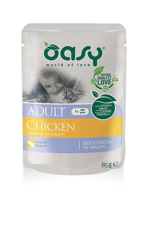Oasy Adult Chicken Bocconcini in Salsa con Pollo per Gatti 85 g