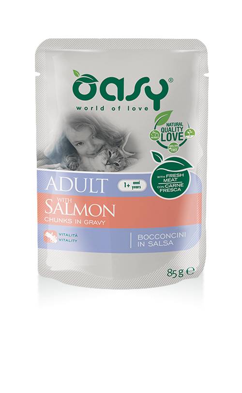 Oasy Adult Salmon Bocconcini in salsa con salmone per Gatti 85 g
