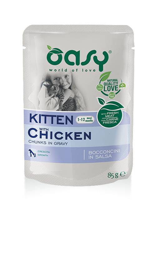 Oasy Kitten Chicken Bocconcini in salsa con pollo per gattini 85 g