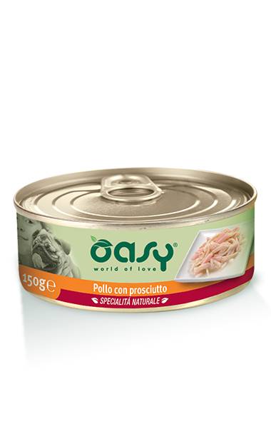 Oasy Pollo con Prosciutto Specialità Naturale Cibo per Cani 150 g