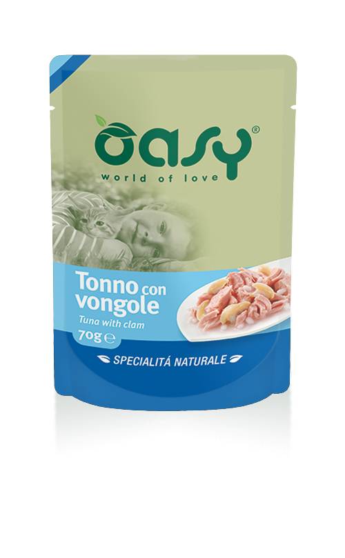 Oasy Tonno con Vongole Specialità Naturali Cibo Umido per Gatti 70 g