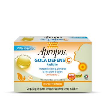 Apropos Gola Defens C Pastiglie per la Gola Gusto Limone e Zenzero 20 Pastiglie