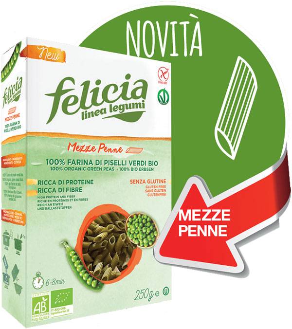 Felicia Linea Legumi Mezze Penne Pasta di Piselli Senza Glutine