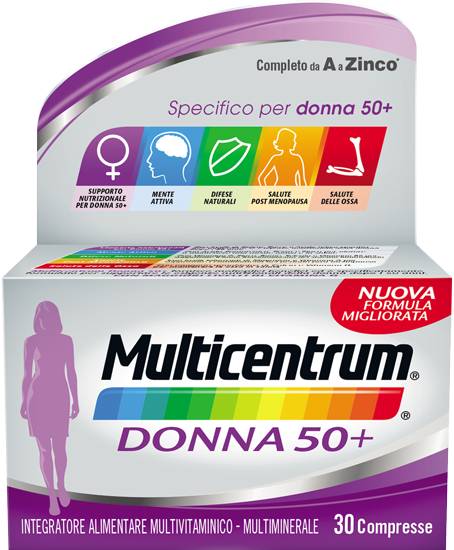 Multicentrum Donna 50+ Integratore Alimentare Mutivitaminico Multiminerale 30 compresse