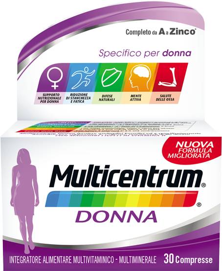 Multicentrum Donna Integratore Alimentare Mutivitaminico Multiminerale 30 compresse