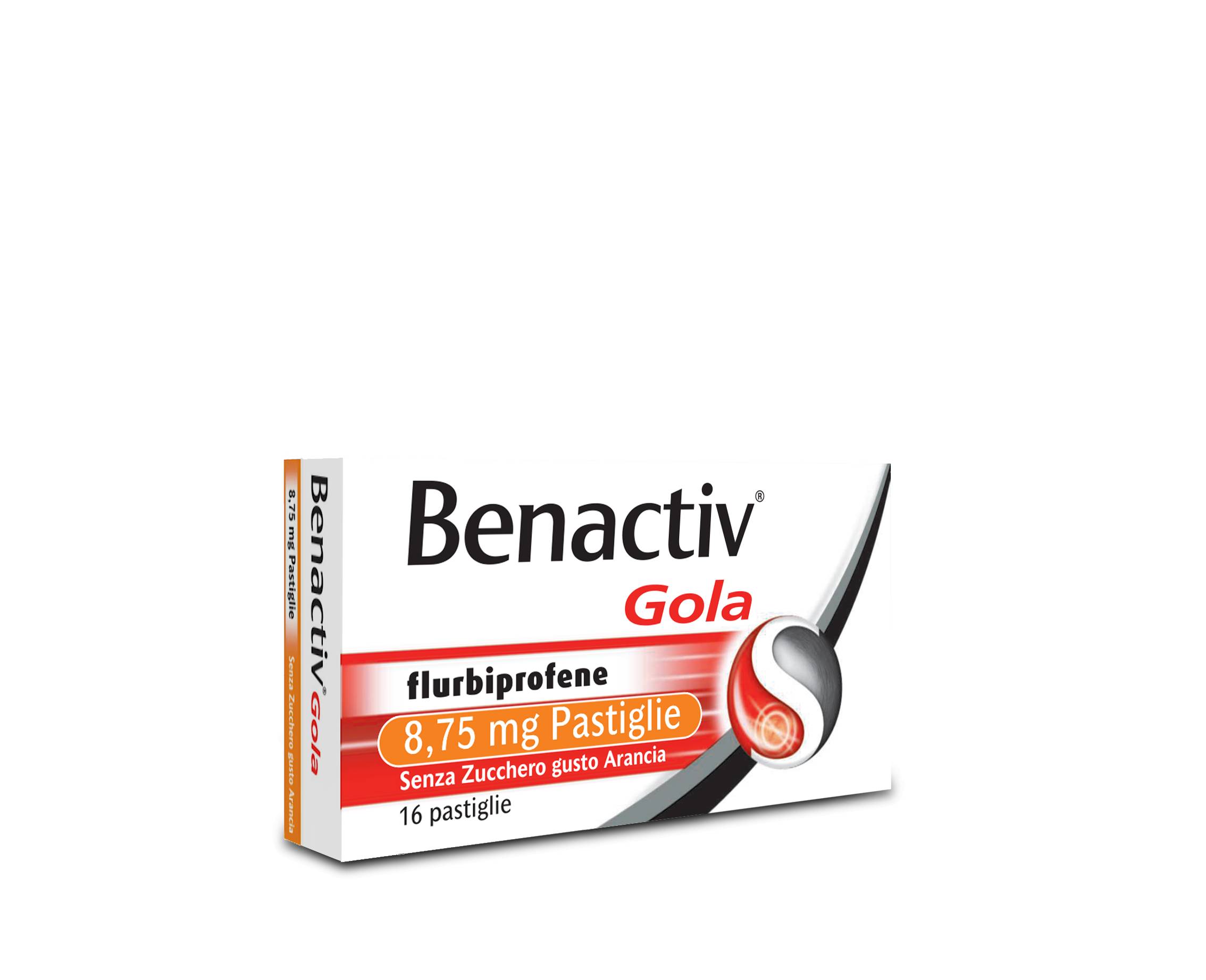Benactiv Gola 8,75 mg - 16 pastiglie Gusto Arancia Senza Zucchero