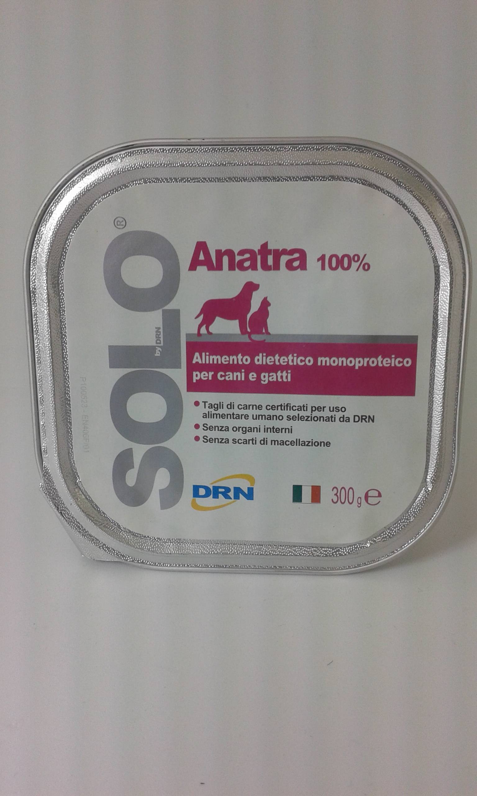 DRN Solo Alimento dietetico per cani e gatti gusto anatra 300 g - Formato: 300 grammi