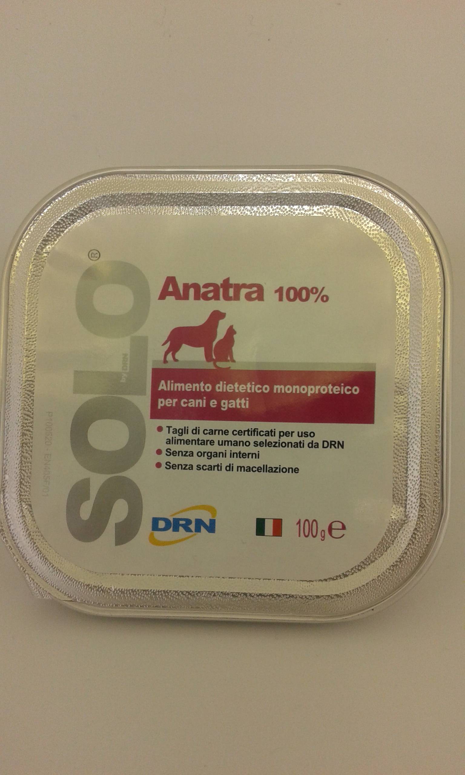 DRN Solo Alimento dietetico per cani e gatti gusto anatra 300 g - Formato: 100 grammi