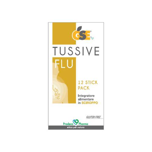 GSE Tussive Flu Sciroppo In 12 Stick Pack Per la Gola