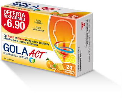Gola Act Integratore Per la Gola ad Azione Emolliente e Lenitiva Gusto Miele e Arancia