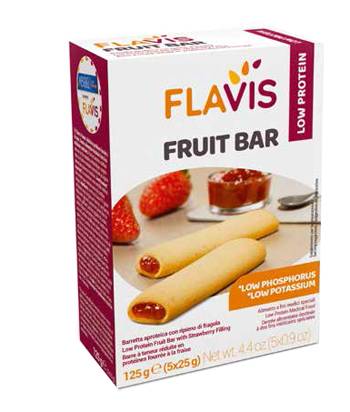 Flavis Fruit Bar Barrette aproteiche con ripieno di fragola 5 x 25 g