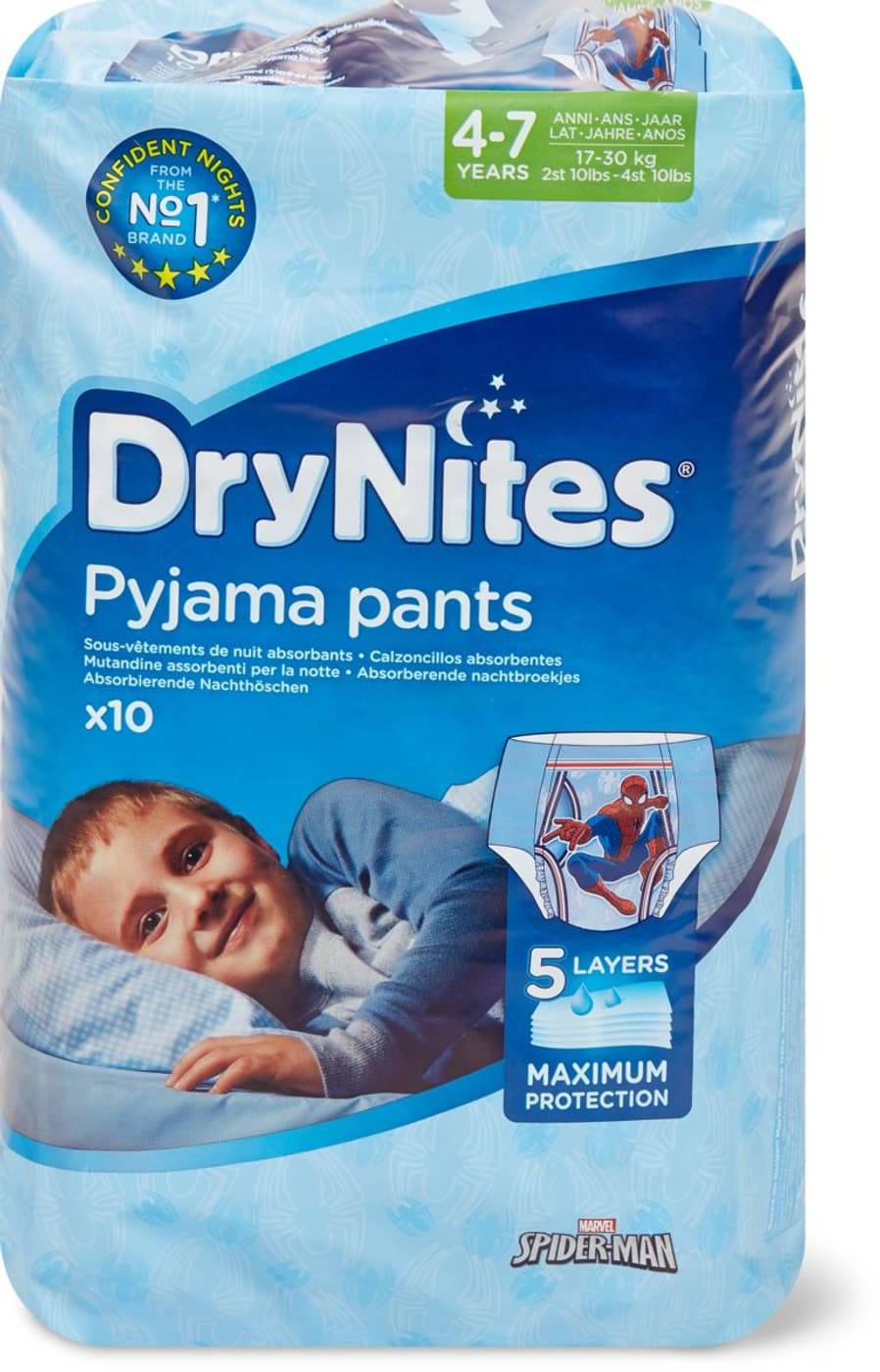 Huggies Drynites Slip Assorbenti Notte Per Maschi - Taglia: 4 - 7 anni