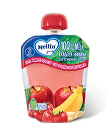 Mellin 100% Mela Fragola Banana Merenda Pastorizzata Purea di Frutta