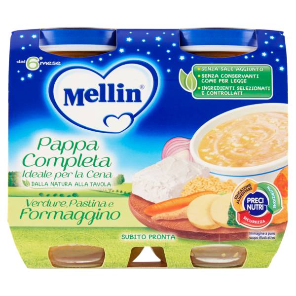 Mellin Baby Cena Pappa Completa Pastina Verdure e Formaggino