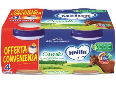 Mellin Omogeneizzato di Carne di Cavallo e Verdure 4 vasetti