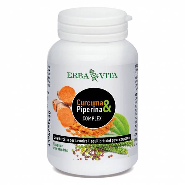 Erba Vita Curcuma e Piperina Complex Integratore per Dimagrire